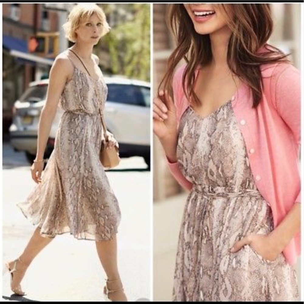 (M) Banana Republic Snake Print Strappy Midi Dress